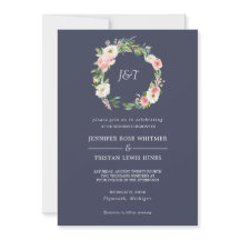 Blushing Roos Navy & White Wreater Monogram Weddin