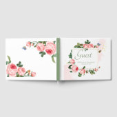 Blushing Roos Pink Floral Weddenschap Gastenboek (Volledig)
