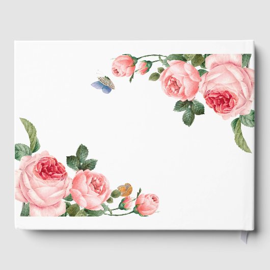 Blushing Roos Pink Floral Weddenschap Gastenboek (Achterkant)