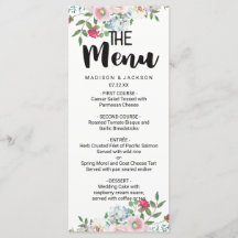 Blushing Roos Waterverf Bloemen Bruiloft Menu