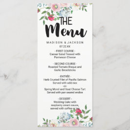 Blushing Roos Waterverf Bloemen Bruiloft Menu