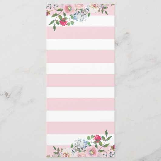 Blushing Roos Waterverf Bloemen Bruiloft Menu (Achterkant)