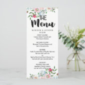 Blushing Roos Waterverf Bloemen Bruiloft Menu (Staand voorkant)