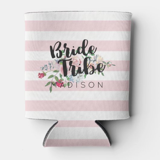 Blushing Roos Waterverf Weddenschap Bride Tribe Blikjeskoeler (Voorkant)