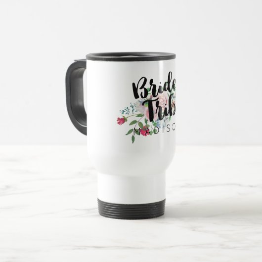 Blushing Roos Waterverf Weddenschap Bride Tribe Reisbeker (Voorkant links)