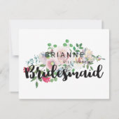 Blushing Roos Waterverf zal je mijn bruidsmeisje z Kaart (Voorkant)