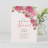 Blushing Rose Elegance Bridal Shower Invitation Kaart (Staand voorkant)