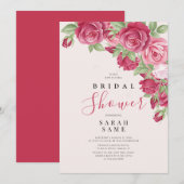 Blushing Rose Elegance Bridal Shower Invitation Kaart (Voorkant / Achterkant)