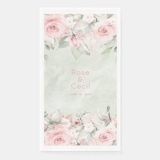 Blushing Roses Weddenschap Dinner Napkins Servet (Voorkant)