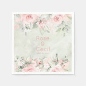 Blushing Roses Wedding Cocktail Napkins Servet (Voorkant)