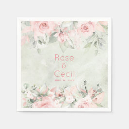 Blushing Roses Wedding Cocktail Napkins Servet