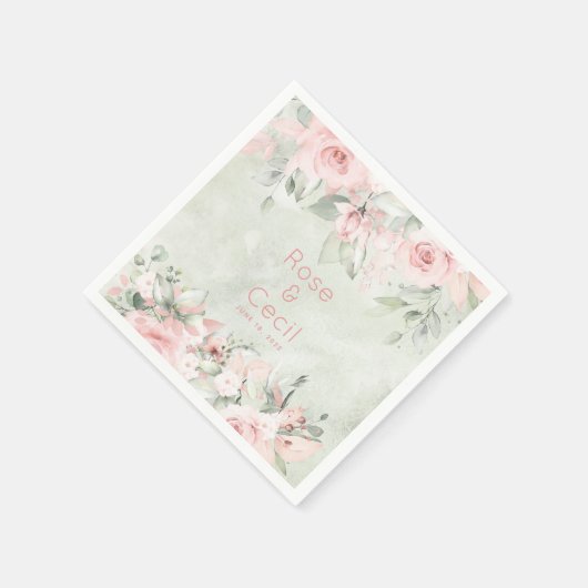 Blushing Roses Wedding Cocktail Napkins Servet (Hoek)