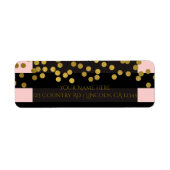 Blushing Roze & Black Stripes Gold Faux Folie Stip Etiket (Voorkant)