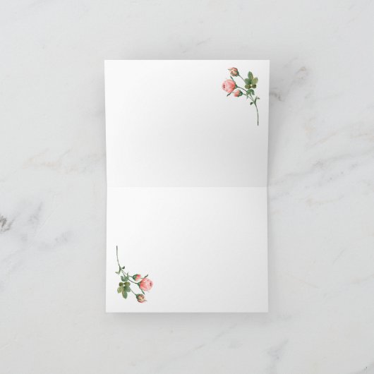 Blushing Roze Floral Bedankkaart (Binnen)