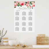Blushing Roze Floral Elegant Seat Chart Poster (Keuken)