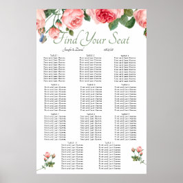 Blushing Roze Floral Elegant Seat Chart Poster