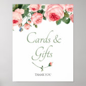 Blushing Roze Floral Kaart & Gifts Sign Poster (Voorkant)
