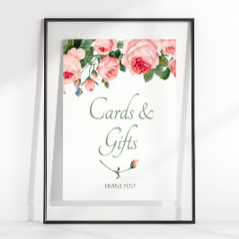 Blushing Roze Floral Kaart & Gifts Sign Poster