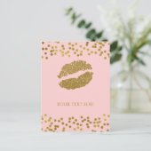 Blushing Roze & Gold Faux Folie Confetti Stippen Briefkaart (Staand voorkant)