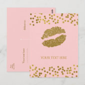 Blushing Roze & Gold Faux Folie Confetti Stippen Briefkaart (Voorkant / Achterkant)