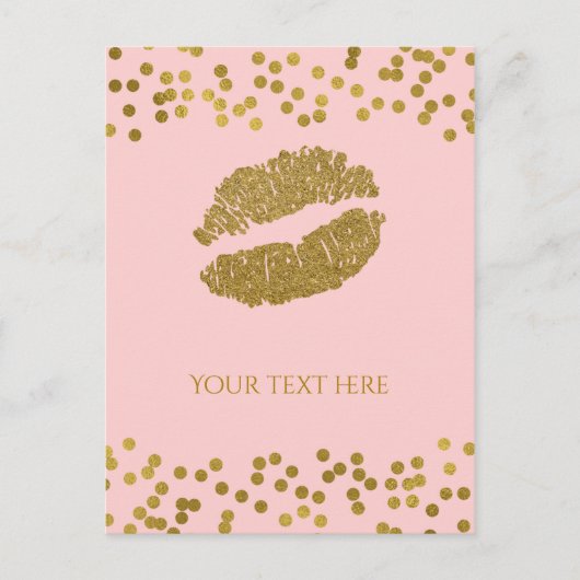Blushing Roze & Gold Faux Folie Confetti Stippen Briefkaart (Voorkant)