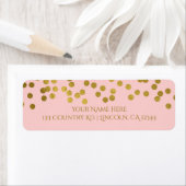 Blushing Roze & Gold Faux Folie Confetti Stippen Etiket (Insitu)