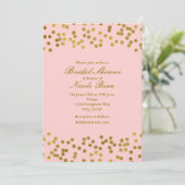 Blushing Roze & Gold Faux Folie Confetti Stippen Kaart (Staand voorkant)