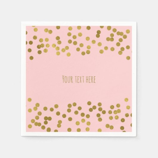 Blushing Roze & Gold Faux Folie Confetti Stippen Servetten (Voorkant)