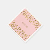 Blushing Roze & Gold Faux Folie Confetti Stippen Servetten (Hoek)
