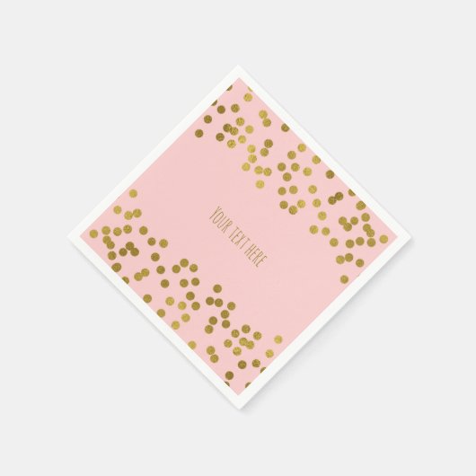 Blushing Roze & Gold Faux Folie Confetti Stippen Servetten (Hoek)