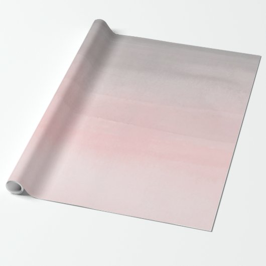 Blushing Roze & Grey Modern Waterverf Ombre Glam Cadeaupapier (Uitgerold)
