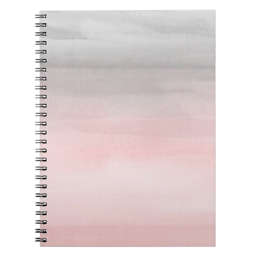 Blushing Roze & Grey Modern Waterverf Ombre Glam Notitieboek (Voorkant)