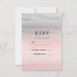 Blushing Roze & Grijs Moderne Waterverf RSVP Antwo