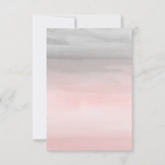 Blushing Roze & Grijs Moderne Waterverf RSVP Antwo (Achterkant)