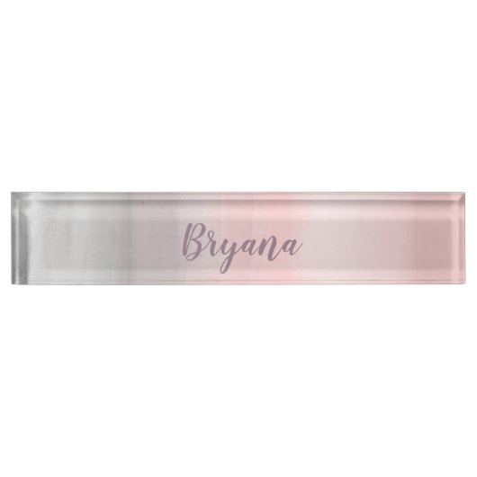 Blushing roze & grijze moderne Waterverf meisje gl Naambordje (Voorkant)