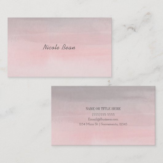 Blushing roze & grijze moderne Waterverf meisje gl Visitekaartje (Voorkant / Achterkant)