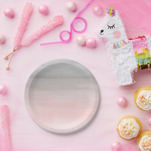 Blushing roze grijze moderne Waterverf ombre chic Papieren Bordje (Feest)