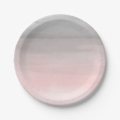 Blushing roze grijze moderne Waterverf ombre chic Papieren Bordje (Voorkant)