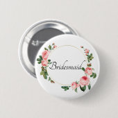 Blushing Roze Rose Bridesmaid Ronde Button 5,7 Cm (Voorkant /achterkant)
