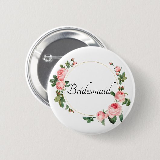 Blushing Roze Rose Bridesmaid Ronde Button 5,7 Cm (Voorkant /achterkant)