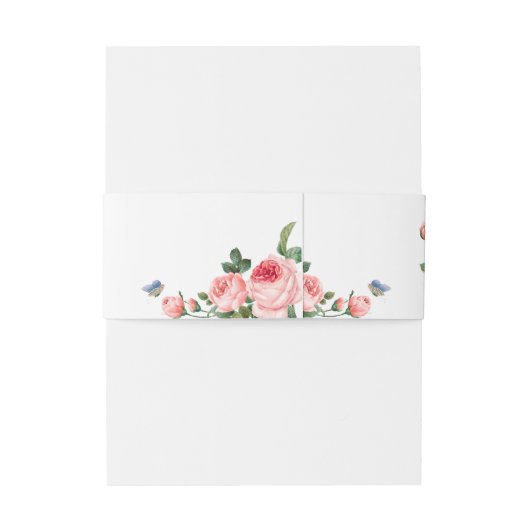 Blushing roze Rose Elegant Weddenschap Uitnodigingen Wikkel (Achterkant Voorbeeld)