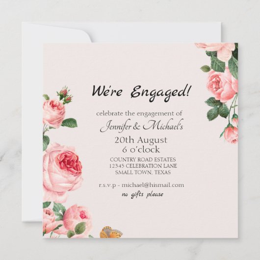 Blushing roze Rose Engagement Party (Achterkant)