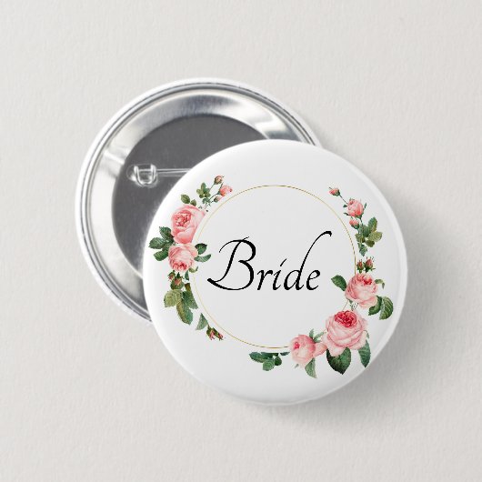 Blushing roze roze bride ronde button 5,7 cm (Voorkant /achterkant)