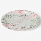 Blushing roze rozen bruiloft 9 inch diner papieren bordje (Gekanteld)