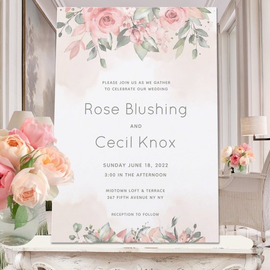 Blushing Rozen 2 Wedding Invitation Suite Kaart