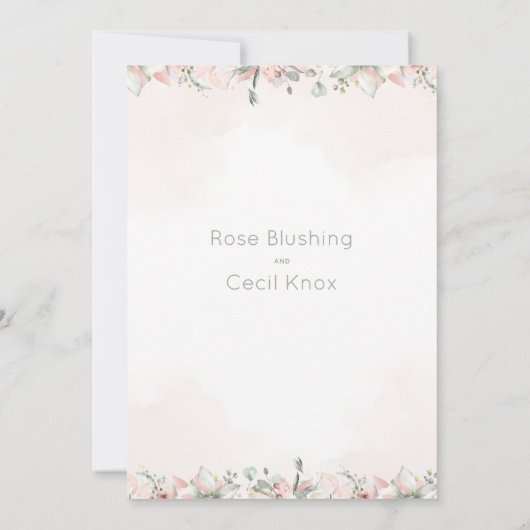 Blushing Rozen 2 Wedding Invitation Suite Kaart (Achterkant)