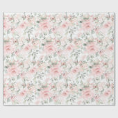 Blushing Rozen Blush roze on White Wedding Cadeaupapier (Vlak)