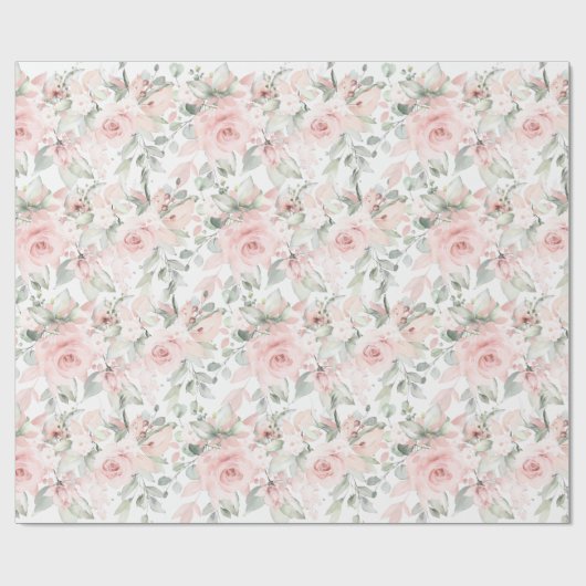 Blushing Rozen Blush roze on White Wedding Cadeaupapier (Vlak)