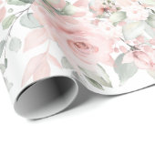 Blushing Rozen Blush roze on White Wedding Cadeaupapier (Rol Hoek)