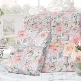 Blushing Rozen Blush roze on White Wedding Cadeaupapier